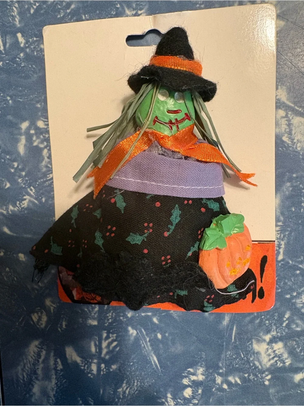 Vintage Green Witch Halloween Pin